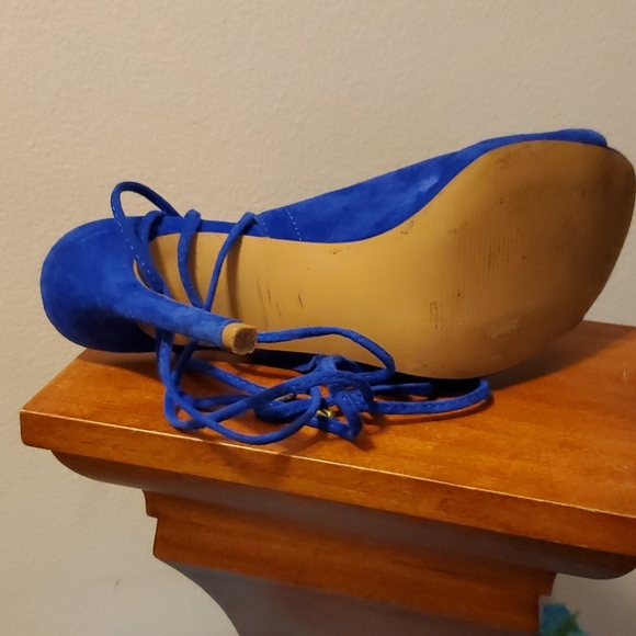 🥂🎉HP🎉🥂Steve Madden Blue Suede Lace Up Sandal - Picture 7 of 9